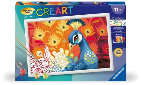 Ravensburger CreArt - Malen nach Zahlen 20000 - Stolzer Pfau - ab 11 Jahren, Spiele