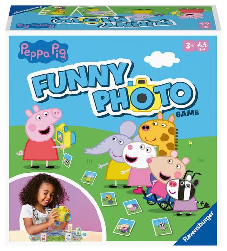 Big Ideas Product Development Ltd.: Ravensburger 20982 - Peppa Pig Funny Photo Game, Aktionsspiel mit den beliebten Figuren aus der Peppa Wutz Fernsehserie, mit handlicher Spielzeug Kamera, für 2 bis 4 Kinder ab 3 Jahren, Spiele