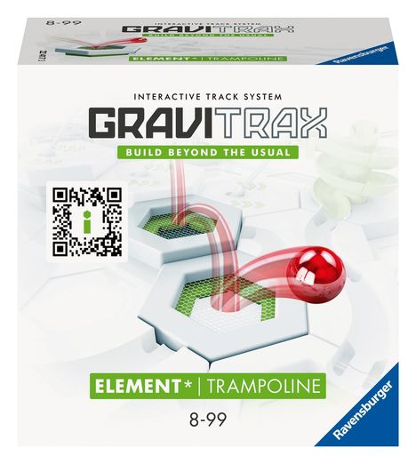 Ravensburger GraviTrax Element Trampolin - Zubehör für das Kugelbahnsystem. Kombinierbar mit allen GraviTrax Produktlinien, Starter-Sets, Extensions und Elements, Konstruktionsspielzeug ab 8 Jahren, Spiele