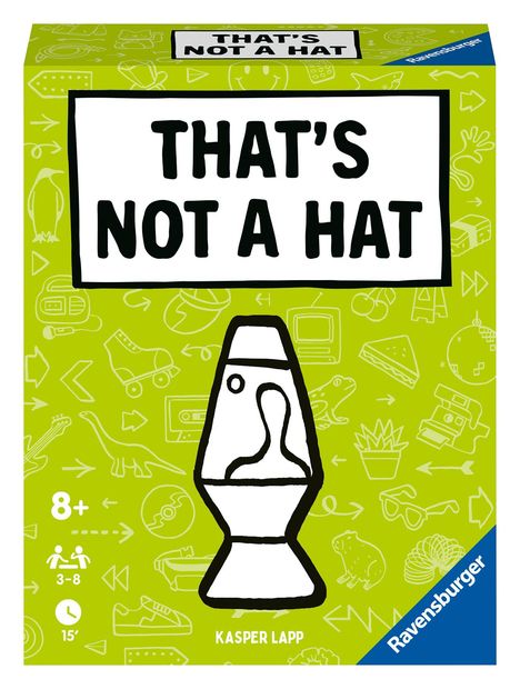 Kasper Lapp: Ravensburger - 22589 - That's not a hat - Pop Culture - Partyspiel, Kartenspiel für 3-8 Personen, lustige Unterhaltung ab 8 Jahren, Spiele