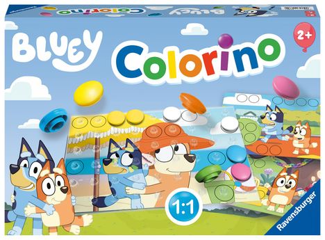 Ravensburger 22684 Bluey Colorino - Farb-Steckspiel für Kinder ab 2 Jahre, Klassiker zum Farbenlernen mit den Serienhelden der beliebten Vorschulserie, Spiele