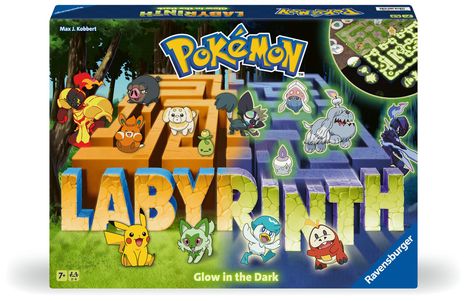 Max J. Kobbert: Ravensburger 22705 - Pokémon Labyrinth Glow in the Dark - Schiebespaß mit den beliebtesten Pokémon für 2-6 Personen ab 7 Jahren: Im Hellen und Dunkeln spielbar, Spiele