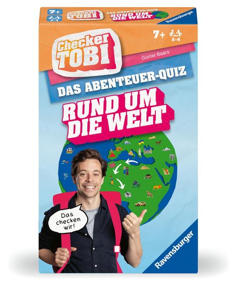 Gunter Baars: Ravensburger 22492 - Checker Tobi - Rund um die Welt - Das Abenteuerquiz für Kinder ab 7 Jahren, Quiz &amp; Mitmachspiel für Kinder und Familien, für 2-4 Spieler, Spiele