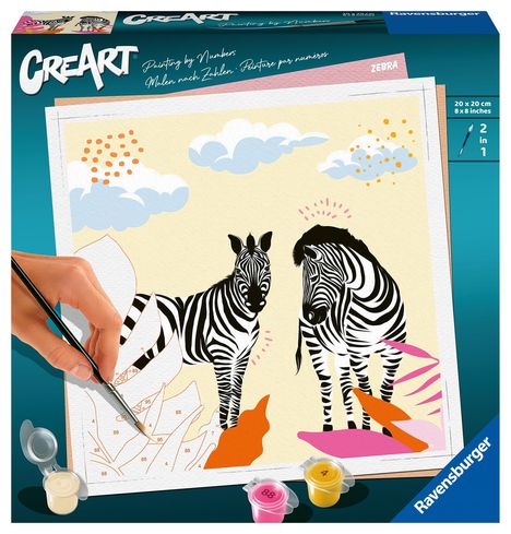 Ravensburger CreArt - Malen nach Zahlen 23666 - Zebra - ab 12 Jahren, Spiele