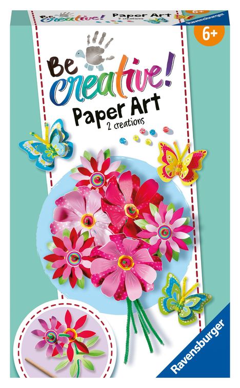 BeCreative Paper Art Flowers &amp; Butterflies, DIY für Kinder ab 6 Jahren, Spiele