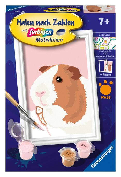 Ravensburger Malen nach Zahlen 23758 - Niedliches Meerschweinchen - Kinder ab 7 Jahren, Spiele