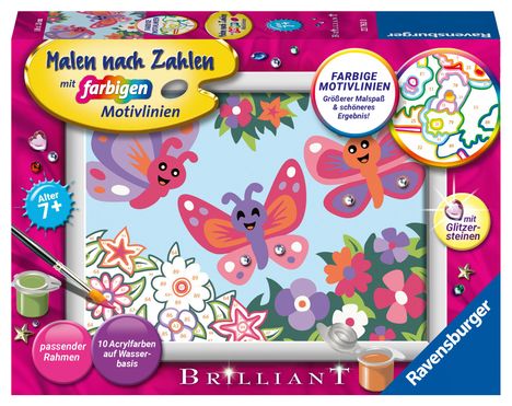 Ravensburger - Malen nach Zahlen 23763 - Fröhliche Schmetterlinge - Kinder ab 7 Jahren, Spiele