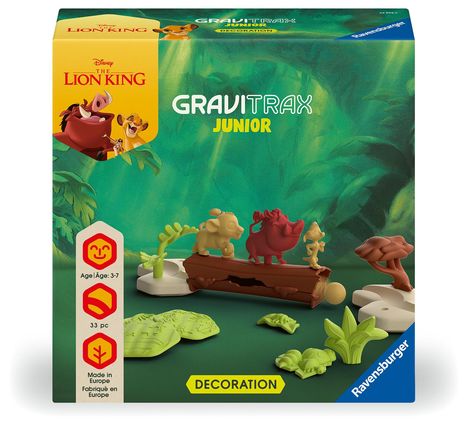 Ravensburger 23862 GraviTrax Junior Extension Disney Lion King, Murmelbahn für Kinder ab 3 Jahren, mit Spielfiguren aus der König der Löwen-Welt, Spiele