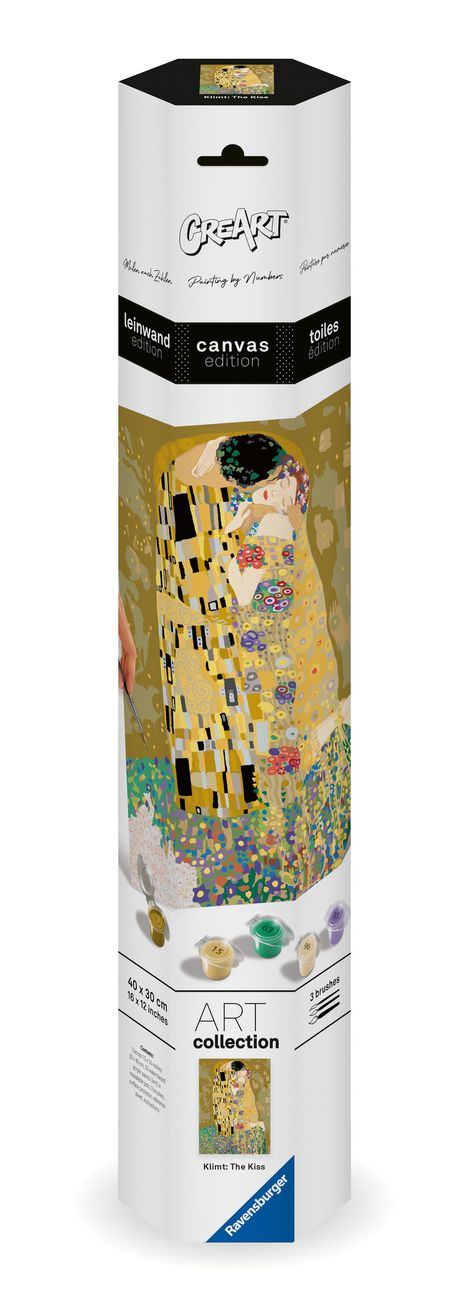 Ravensburger CreArt - Malen nach Zahlen 23916 - ART Collection: Der Kuss (Klimt) - ab 14 Jahren - Malen auf Leinwand, Spiele