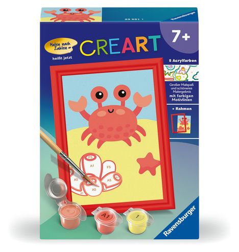 Ravensburger CreArt - Malen nach Zahlen 23951 - Fröhliche Krabbe - Kinder ab 7 Jahren, Spiele