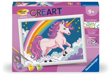 Ravensburger CreArt - Malen nach Zahlen 23996 - Pinkes Einhorn - ab 9 Jahren, Spiele