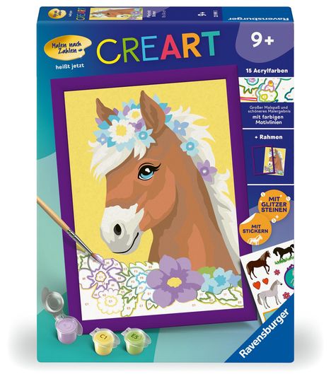 Ravensburger CreArt - Malen nach Zahlen 23999 - Pferd mit Blumen - ab 9 Jahren, Spiele