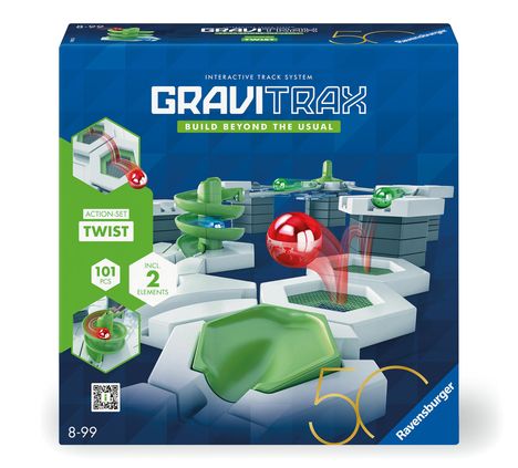 Ravensburger GraviTrax Action-Set Twist 50 Jahre 24576 -GraviTrax Starterset für deine Kugelbahn - Murmelbahn und Konstruktionsspielzeug ab 8 Jahren, GraviTrax Zubehör kombinierbar mit allen Produkten, Spiele