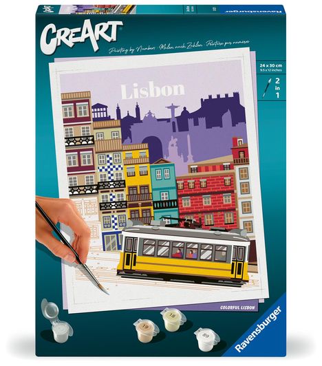 Ravensburger CreArt - Malen nach Zahlen 25522 - Farbenfrohes Lissabon - ab 12 Jahren, Spiele