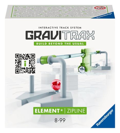 Ravensburger GraviTrax Element Zipline -Zubehör für das Kugelbahnsystem. Kombinierbar mit allen GraviTrax Produktlinien, Starter-Sets, Extensions &amp; Elements, Konstruktionsspielzeug ab 8 Jahren., Spiele
