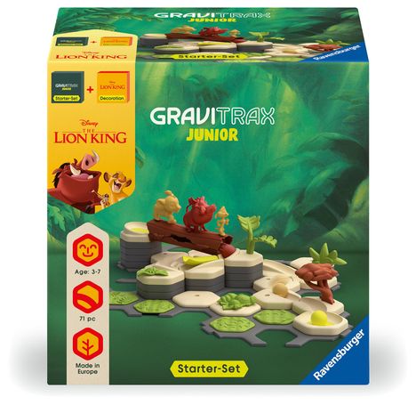 Ravensburger 73437 GraviTrax Junior Starter-Set Disney Lion King, Murmelbahn für Kinder ab 3 Jahren, mit Spielfiguren aus der König der Löwen-Welt, Diverse