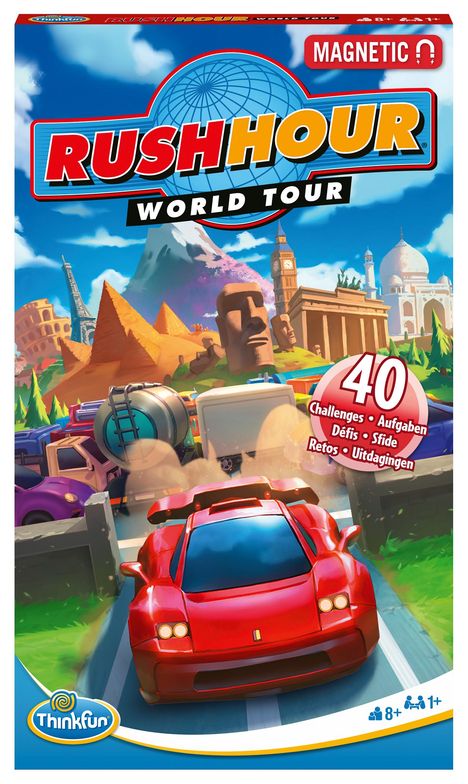 ThinkFun - 76544 - Rush Hour World Tour - Das magnetische Reise-Knobelspiel. Perfekt für die Reise und als Geschenk!, Spiele