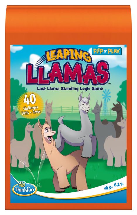 ThinkFun 76575 - Flip N' Play Leaping Llamas - das Logikspiel, für Kinder und Erwachsene ab 8 Jahren, ab 1 Spieler, Spiele