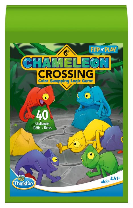 ThinkFun 76577 - Flip N' Chamäleon Crossing - das Reise-Logikspiel, für Kinder und Erwachsene ab 8 Jahren, ab 1 Spieler, Spiele