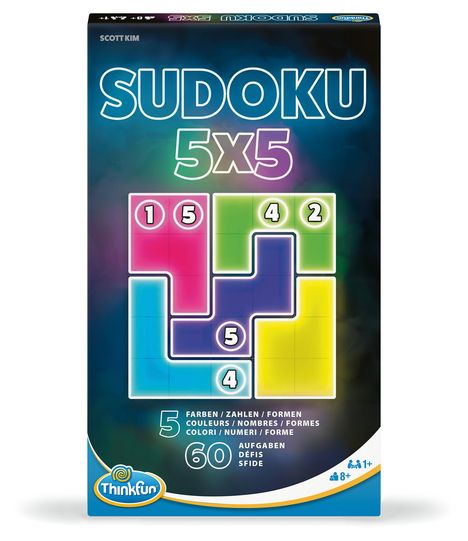 ThinkFun - 76634 - Sudoku 5x5 - Das magnetische Reise-Knobelspiel. Perfekt für die Reise und als Geschenk!, Spiele