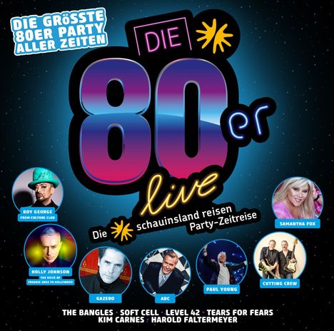 Die 80er Live: Die größte 80er Party aller Zeiten, 2 CDs