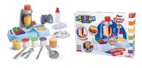 Text: "ART & FUN Creative!" und "Döner Kebab Station".  
Farbiges Spielzeugset mit Knetmasse und Zubehör.