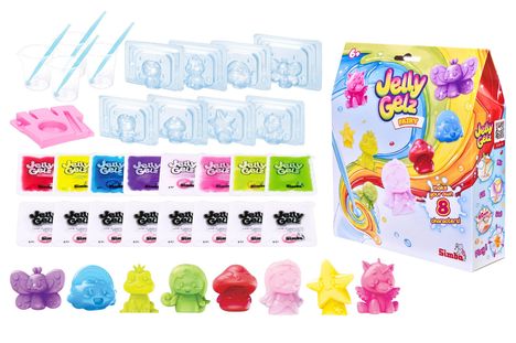 Jelly Gelz-Set für Kinder ab 6 Jahren. Enthält Formen, bunte Gelz und fertige Figuren, um 8 Charaktere zu erstellen.