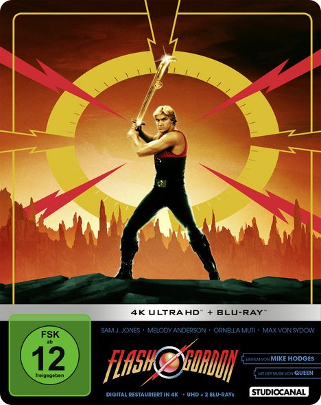 Flash Gordon (Ultra HD Blu-ray &amp; Blu-ray im Steelbook), 1 Ultra HD Blu-ray und 2 Blu-ray Discs