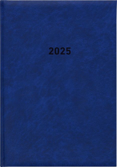 Buchkalender blau 2025 - Bürokalender 14,5x21 cm - 1 Tag auf 1 Seite - wattierter Kunststoffeinband - Stundeneinteilung 7 - 19 Uhr - 876-0015, Buch