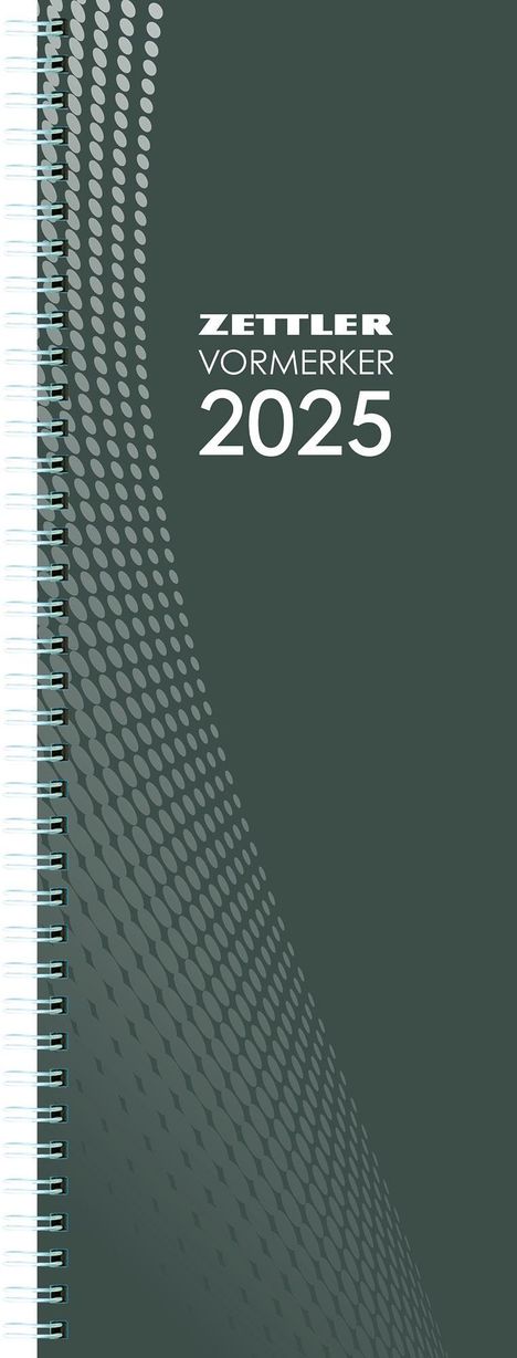 Zettler - Vormerkbuch 2025, 10,5x29,7cm, Taschenkalender mit 112 Seiten, 1 Woche auf 2 Seiten, Tages-, und Wochenzählung, Zweimonatsübersicht, Drahtkammbindung und deutsches Kalendarium, Kalender