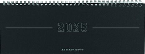 Tisch-Querkalender Papyrus Schwarz 2025 - Büro-Planer 29,7x10,5 cm - Tisch-Kalender - 1 Woche 2 Seiten - Ringbindung - Zettler, Kalender