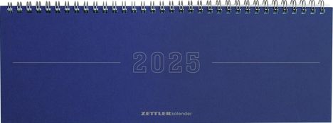 Tisch-Querkalender Papyrus Blau 2025 - Büro-Planer 29,7x10,5 cm - Tisch-Kalender - 1 Woche 2 Seiten - Ringbindung - Zettler, Kalender