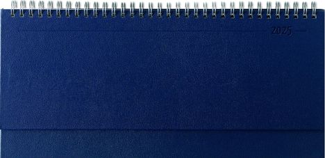 Tisch-Querkalender Balacron blau 2025 - Büro-Planer 29,7x13,5 cm - mit Registerschnitt - Tisch-Kalender - verlängerte Rückwand - 1 Woche 2 Seiten, Kalender