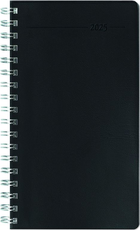 Slimtimer Ringbuch PVC schwarz 2025 - Taschen-Kalender 9x15,6 cm - Ringbindung - fester PVC-Einband - Weekly - 128 Seiten - Zettler, Buch