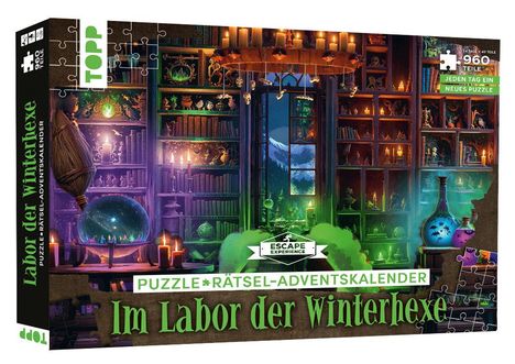 Hans Pieper: Puzzle-Rätsel-Adventskalender: Im Labor der Winterhexe - 24 Puzzles mit insgesamt 960 Teilen, Spiele