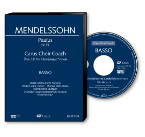 Carus Choir Coach - Felix Mendelssohn: Oratorium "Paulus" (Bass), CD