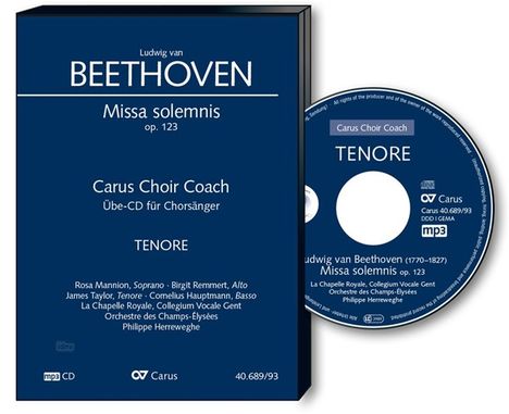 Ludwig van Beethoven, Missa solemnis op. 123, Carus Choir Coach, Übe-CD für Chorsänger, Tenore.