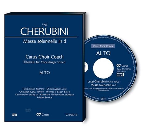 Box-Set mit der Aufschrift: "Luigi Cherubini, Messe solennelle in d, Carus Choir Coach, Übehilfe für Chorsänger*innen, ALTO".