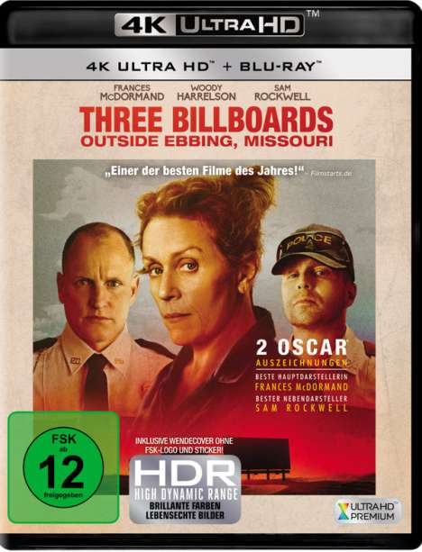 Three Billboards Outside Ebbing, Missouri (Ultra HD Blu-ray &amp; Blu-ray), 1 Ultra HD Blu-ray und 1 Blu-ray Disc