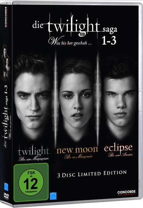 Twilight-Saga 1-3 (Twilight / New Moon/ Eclipse), 3 DVDs