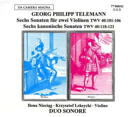 Georg Philipp Telemann (1681-1767): 6 Sonaten f.2 Violinen TWV40 Nr.101-106, 2 CDs