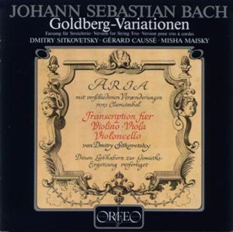 Johann Sebastian Bach (1685-1750): Goldberg-Variationen BWV 988 für Streichtrio (120g), LP