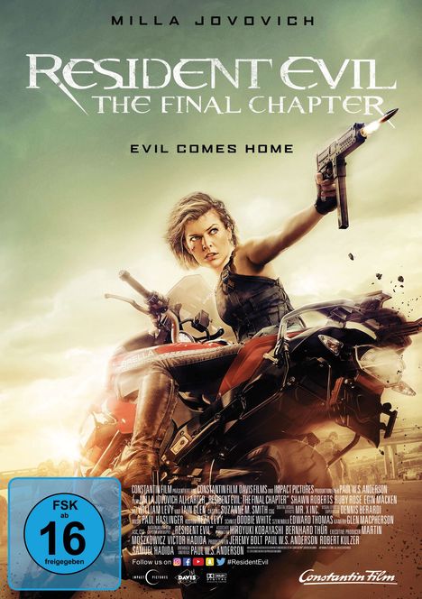 Resident Evil: The Final Chapter, DVD