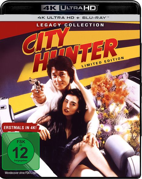 "City Hunter Limited Edition," "Legacy Collection," "Erstmals in 4K," "FSK ab 12 freigegeben". Ein Mann und eine Frau posieren in einem Auto.