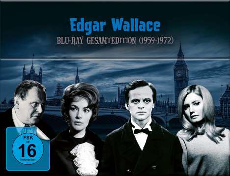 Edgar Wallace (Blu-ray Gesamtedition) (1959-1972) (Blu-ray), 34 Blu-ray Discs und 1 DVD