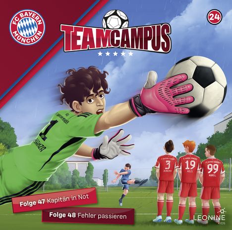 "Team Campus", Folge 47: Kapitän in Not, Folge 48: Fehler passieren. Illustration zeigt einen Torwart, der einen Ball hält.