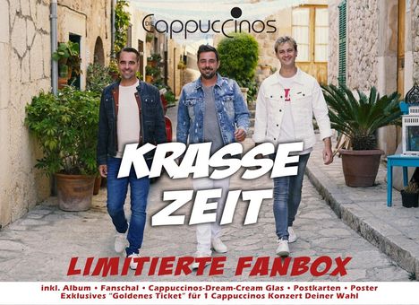 Die Cappuccinos: Krasse Zeit (Limitierte Fan-Box), 1 CD und 2 Merchandise