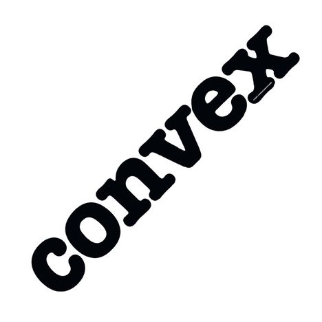 Text "convex" schräg geschrieben, schwarze Buchstaben auf weißem Hintergrund.