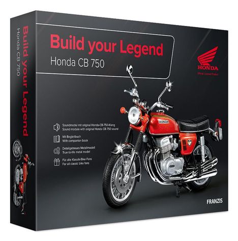 Honda CB 750 Build your Legend, Metall Modellbausatz im Maßstab 1:24, inkl. Soundmodul und 68-seitigem Begleitbuch, Diverse