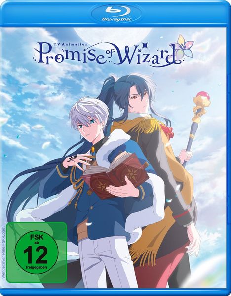 "Promise of Wizard" Blu-ray Cover, zeigt zwei Anime-Charaktere, der eine hält ein Buch, der andere einen Stab.
